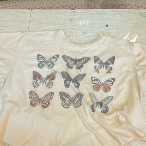 Juniors Butterflies Crop Tee